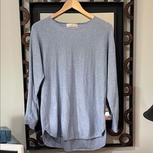 Michael Kors Soft Elegant Heather Gray -Blue Long Sleeve Top/ light wt  sweater